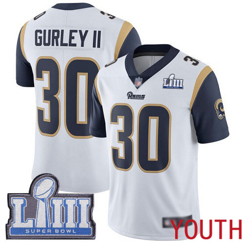 Los Angeles Rams Limited White Youth Todd Gurley Road Jersey NFL Football 30 Super Bowl LIII Bound Vapor Untouchable